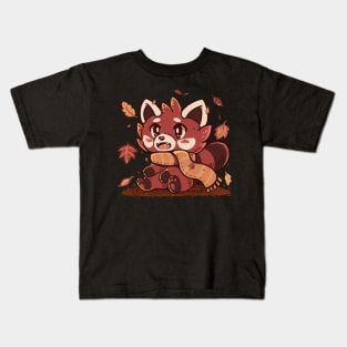 Fallen Leaves Red Panda Kids T-Shirt